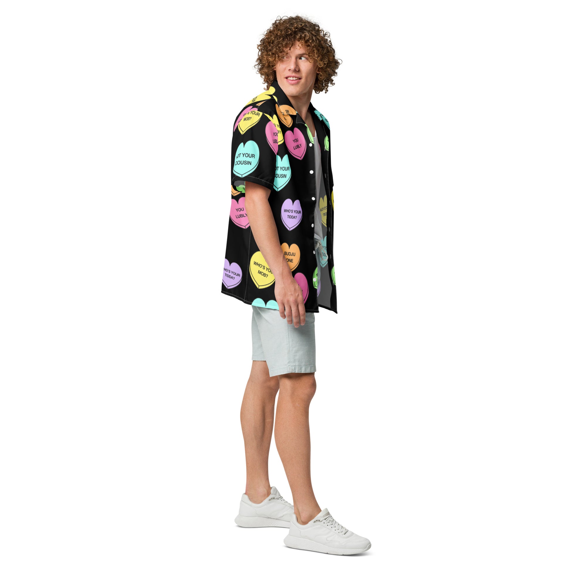 Unisex Button Up Shirt - Candy Hearts x Black