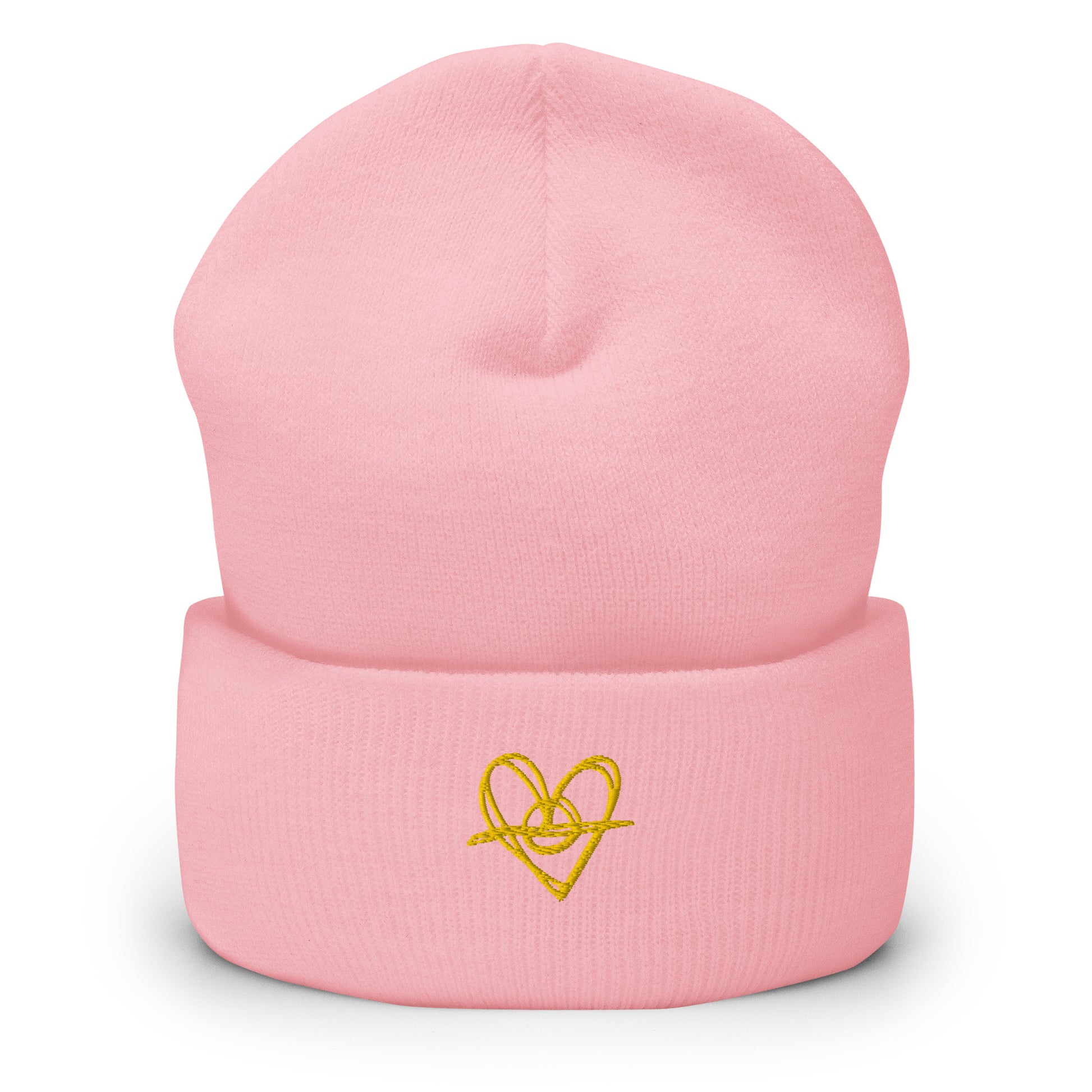 Cuffed Beanie (One-Size Fits All) - Blak Heart Freehand with Yellow Stitching