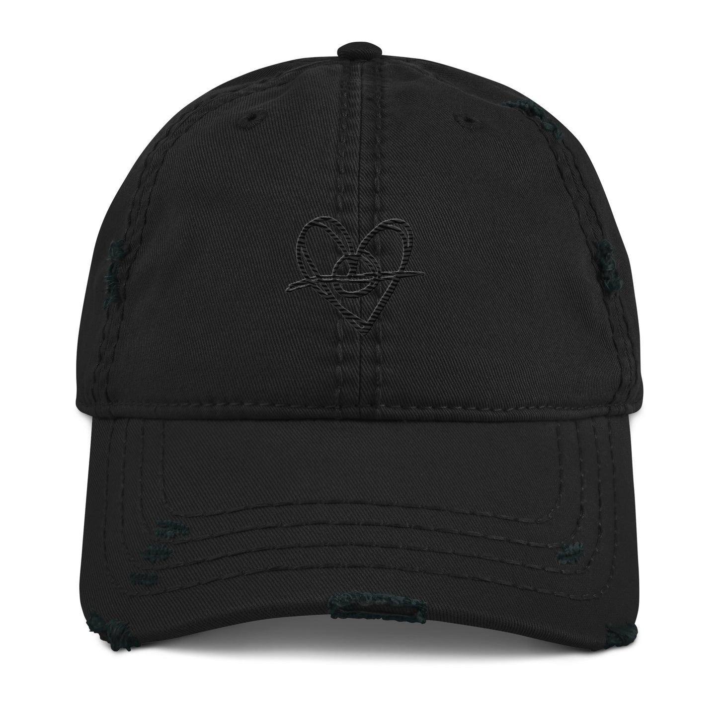 Distressed Dad Hat (Black Heart)