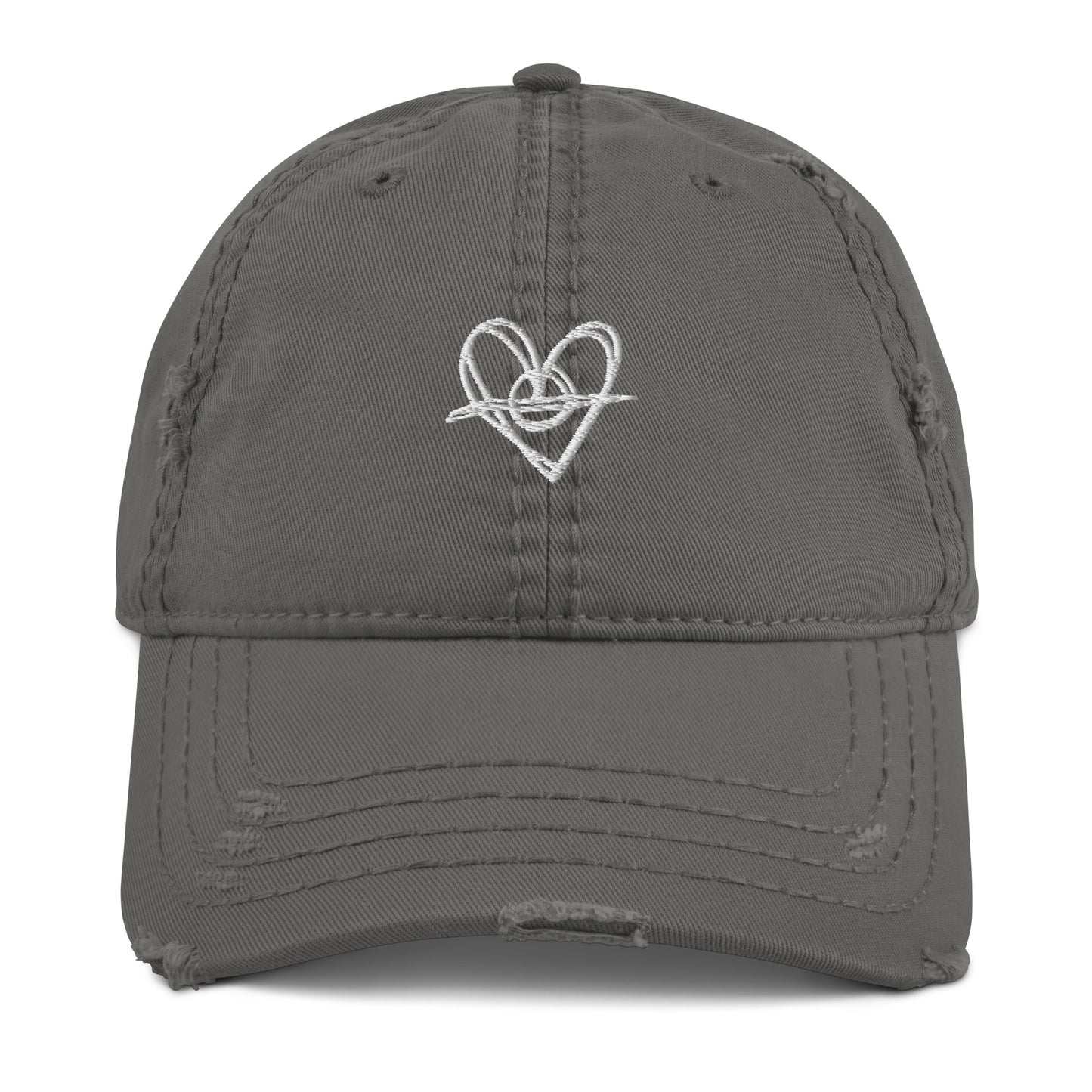 Distressed Dad Hat (White Heart)