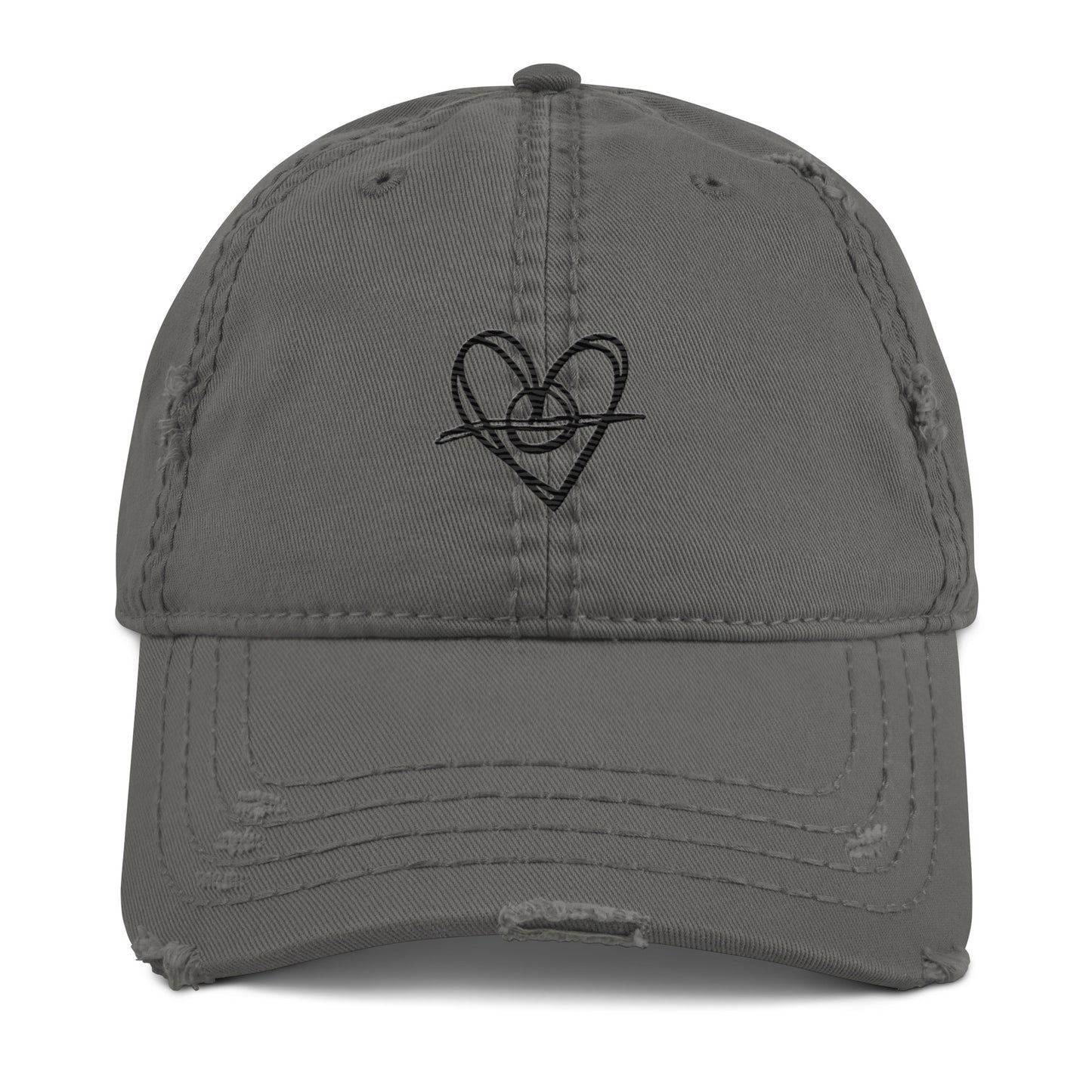 Distressed Dad Hat (Black Heart)