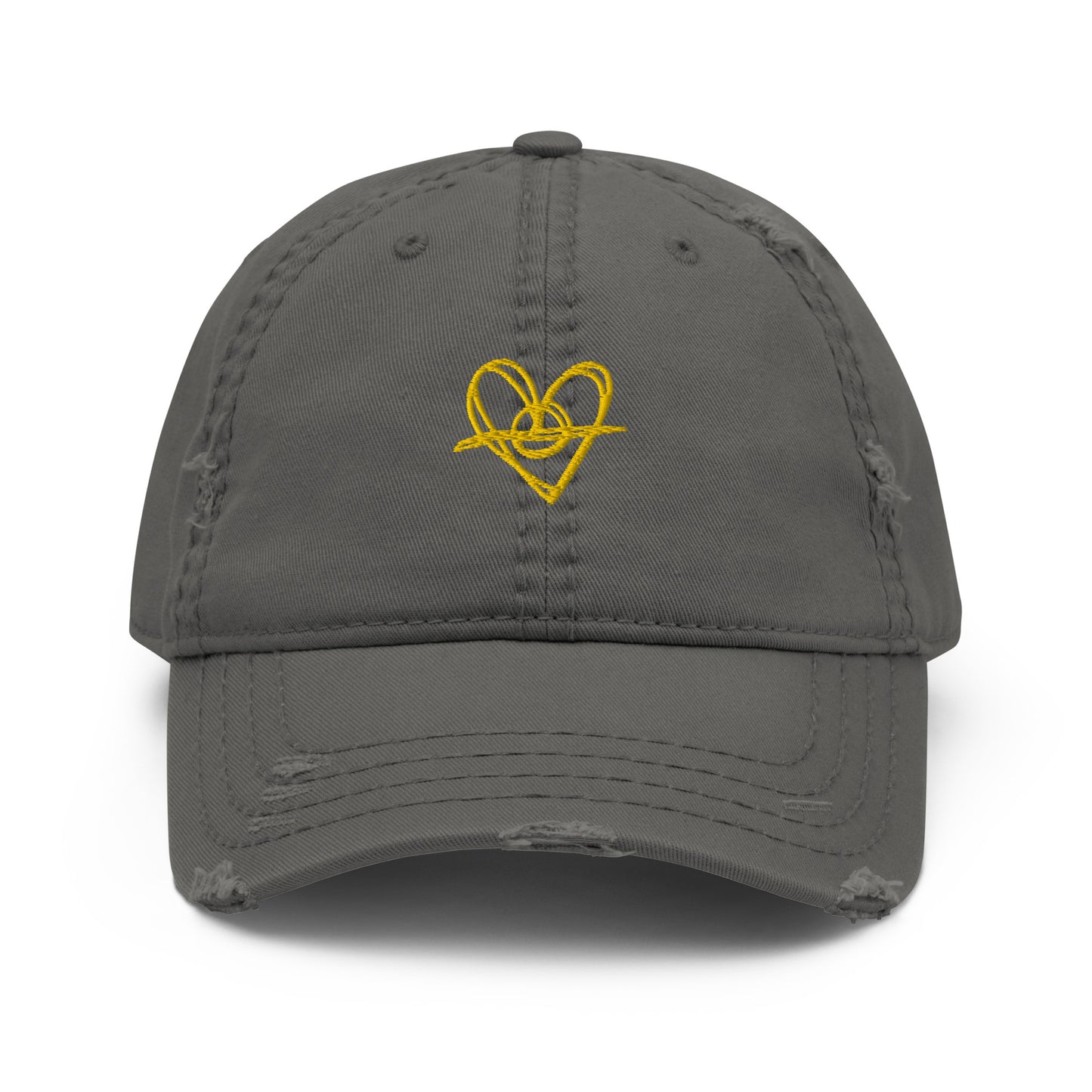 Distressed Dad Hat (Yellow Heart)