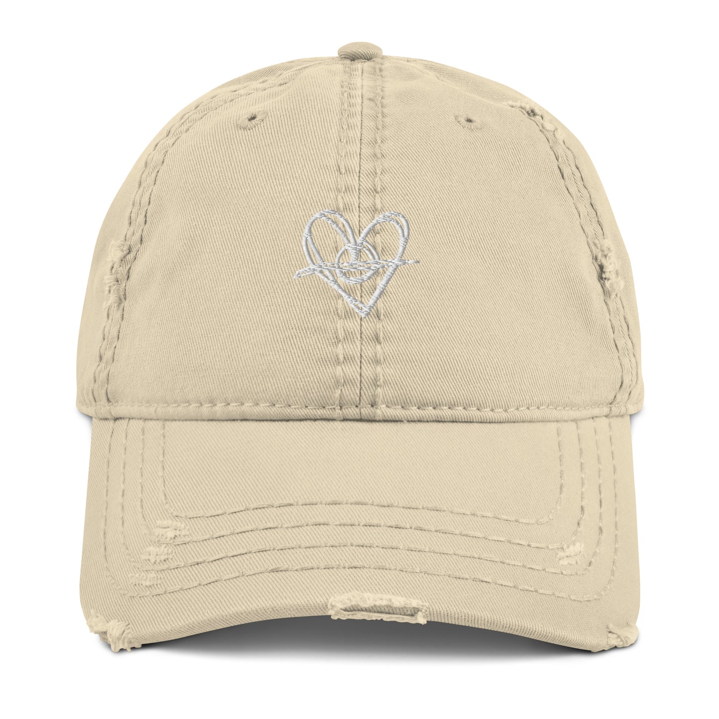 Distressed Dad Hat (White Heart)