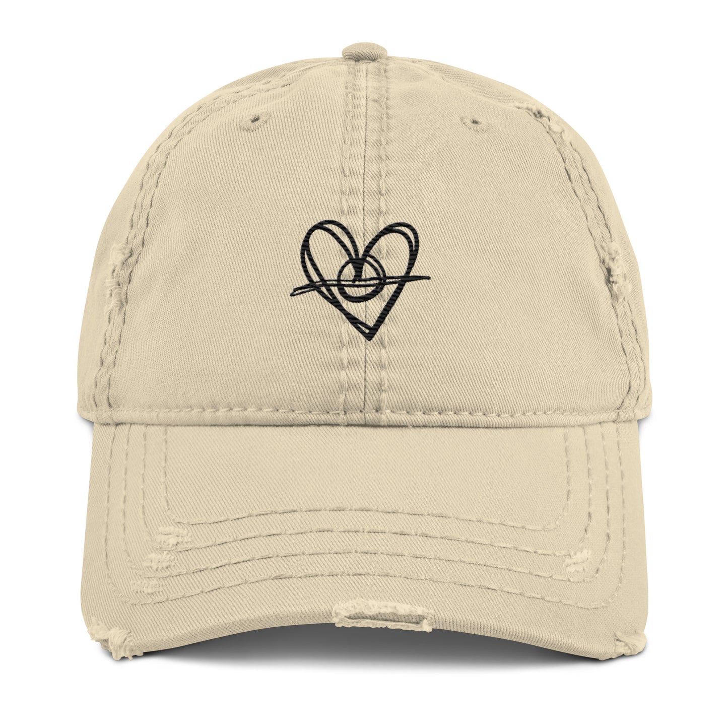 Distressed Dad Hat (Black Heart)