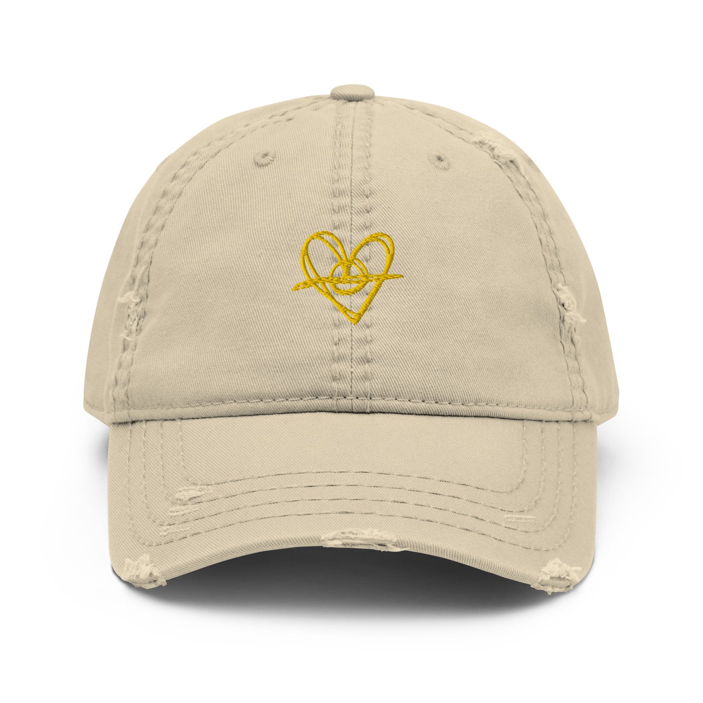 Distressed Dad Hat (Yellow Heart)