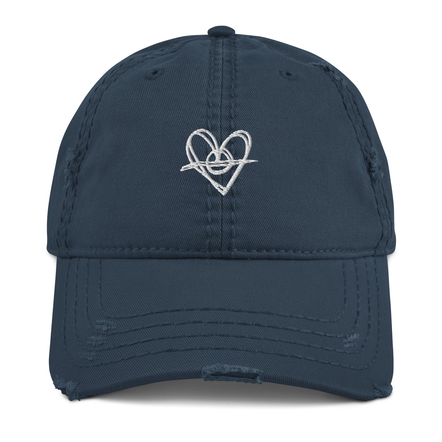 Distressed Dad Hat (White Heart)