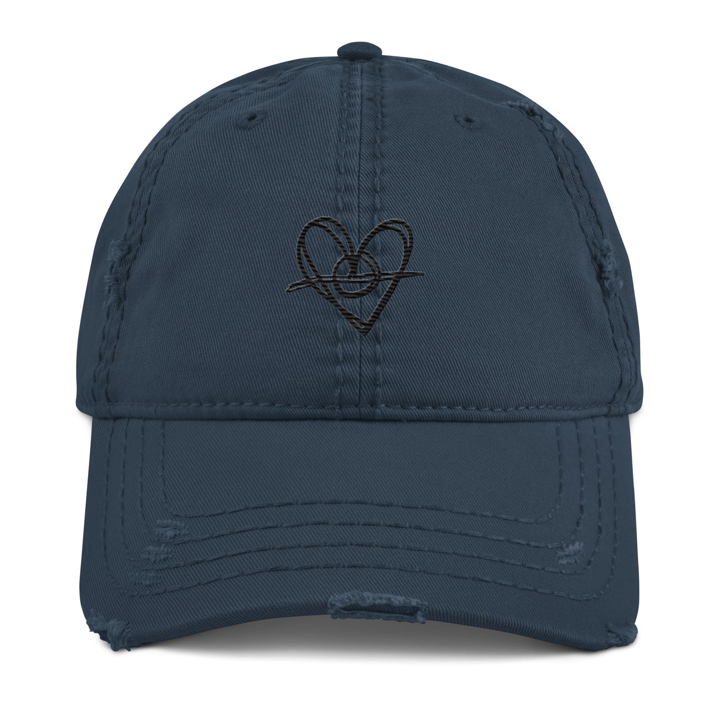 Distressed Dad Hat (Black Heart)