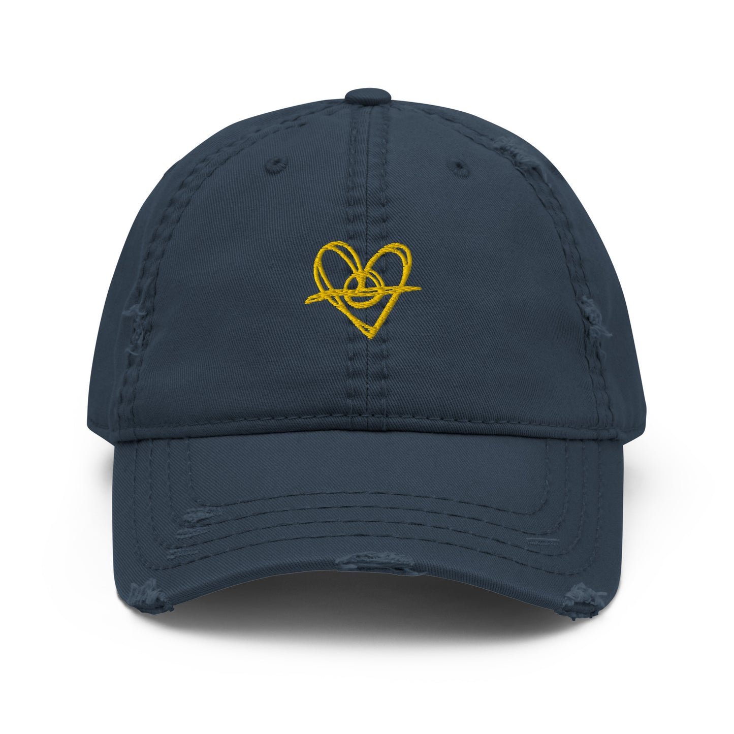 Distressed Dad Hat (Yellow Heart)