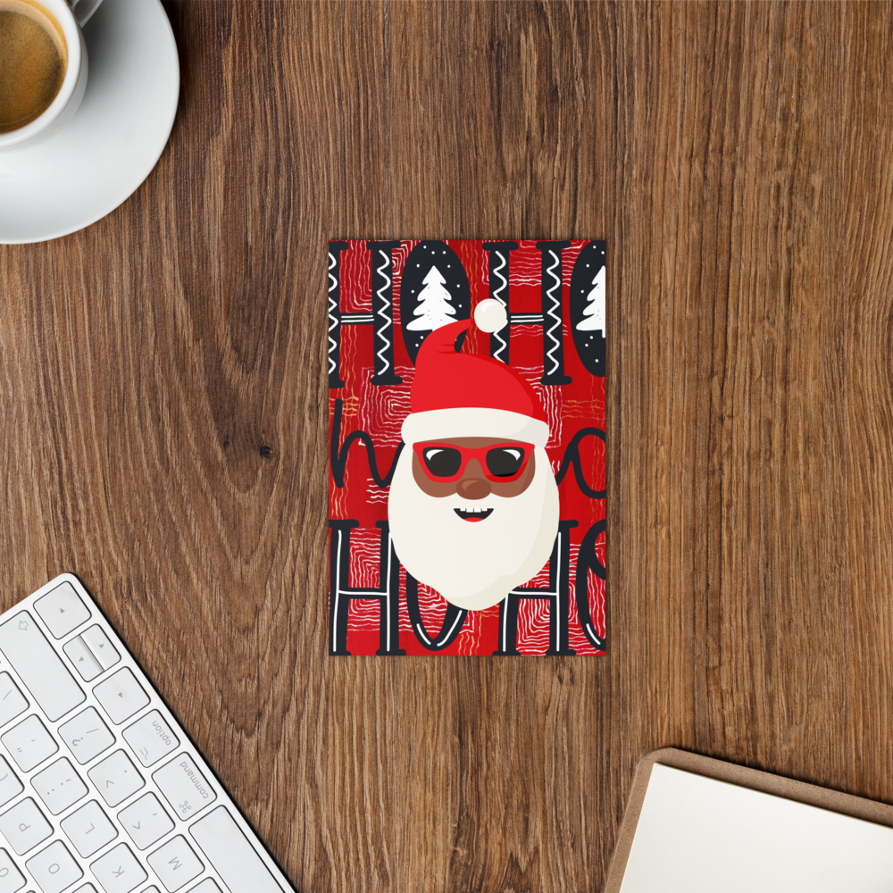 Cool Blak Santa Christmas Card