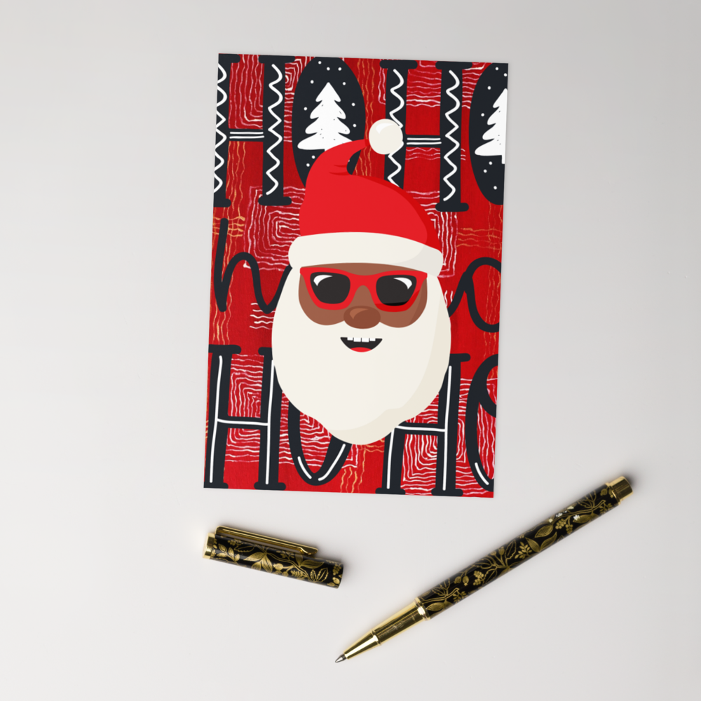 Cool Blak Santa Christmas Card