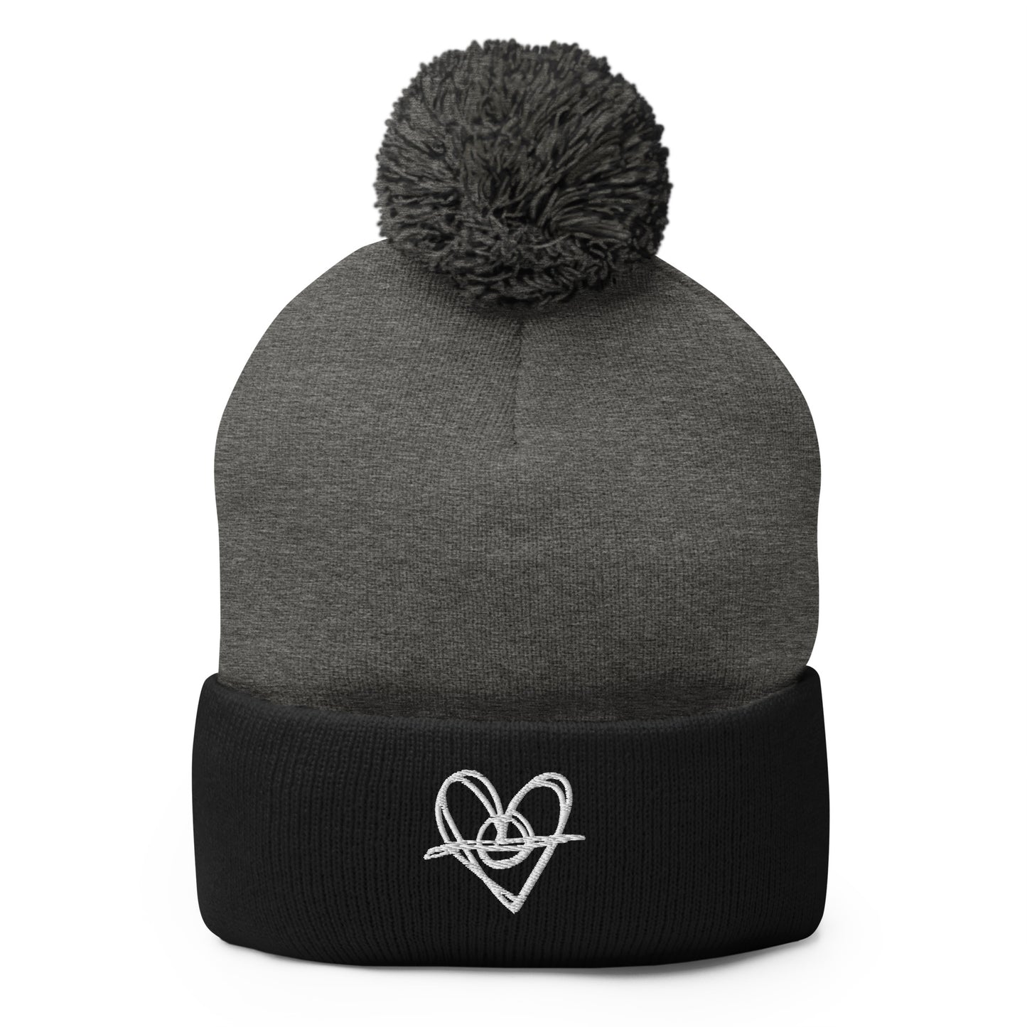 Pom-Pom Beanie (White Heart)