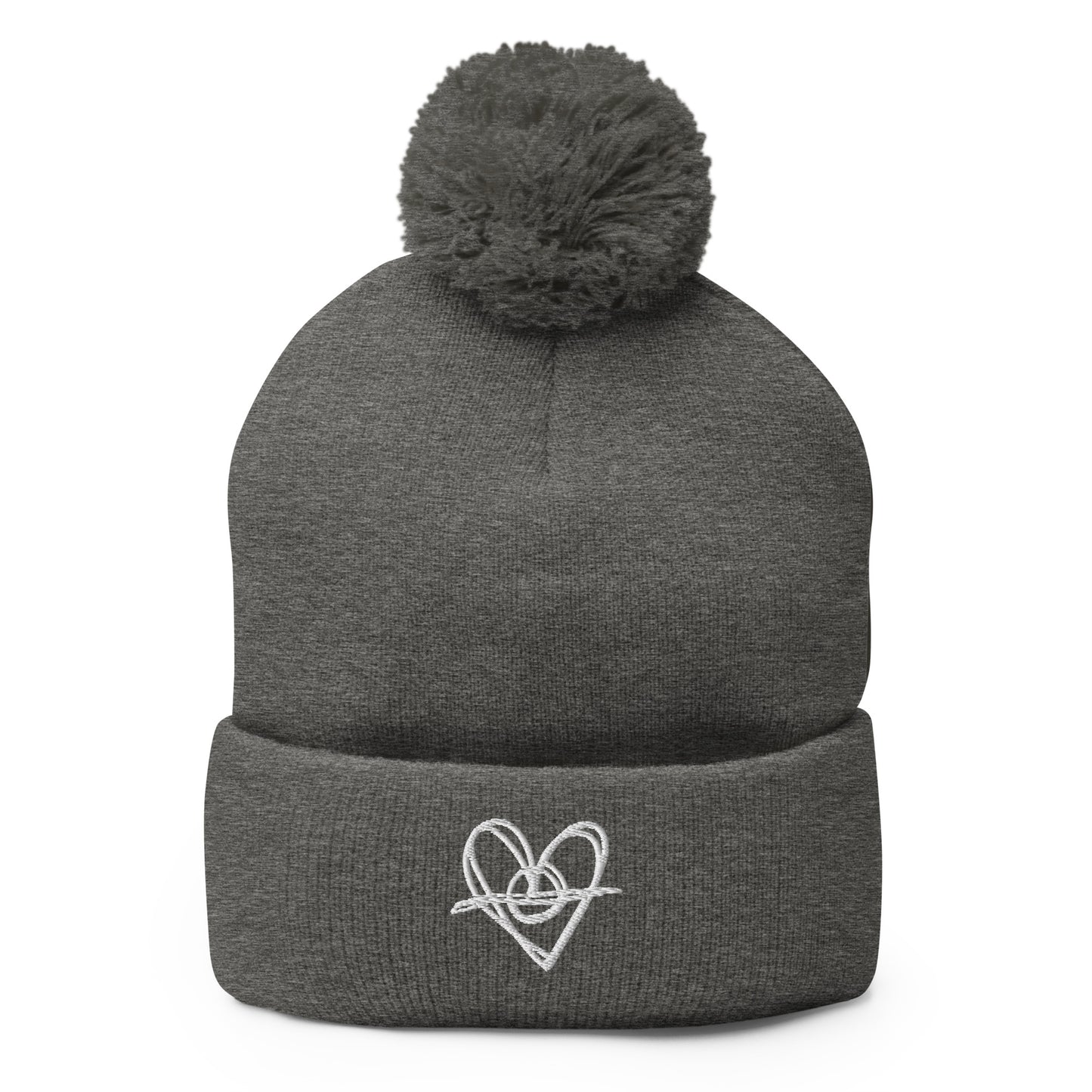 Pom-Pom Beanie (White Heart)