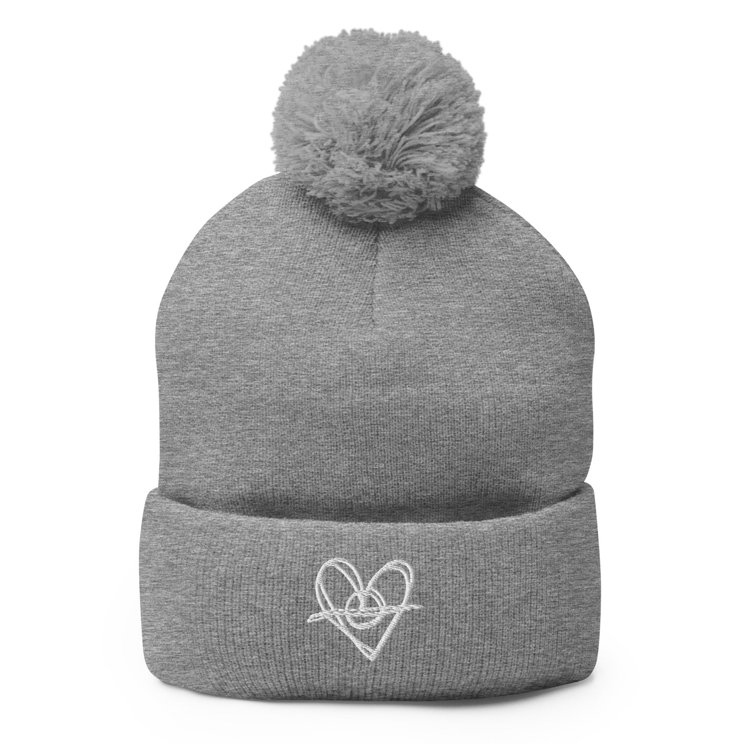 Pom-Pom Beanie (White Heart)