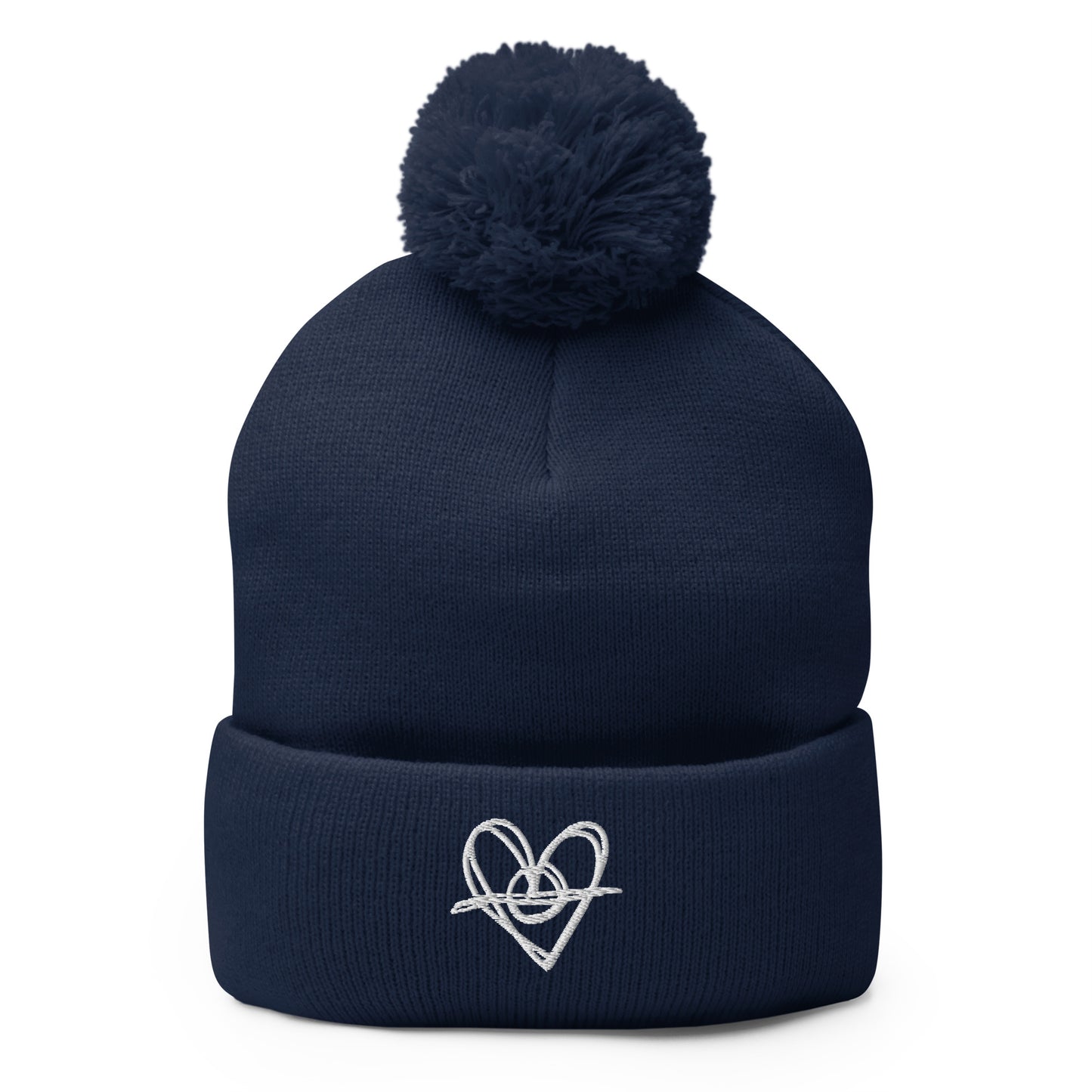 Pom-Pom Beanie (White Heart)