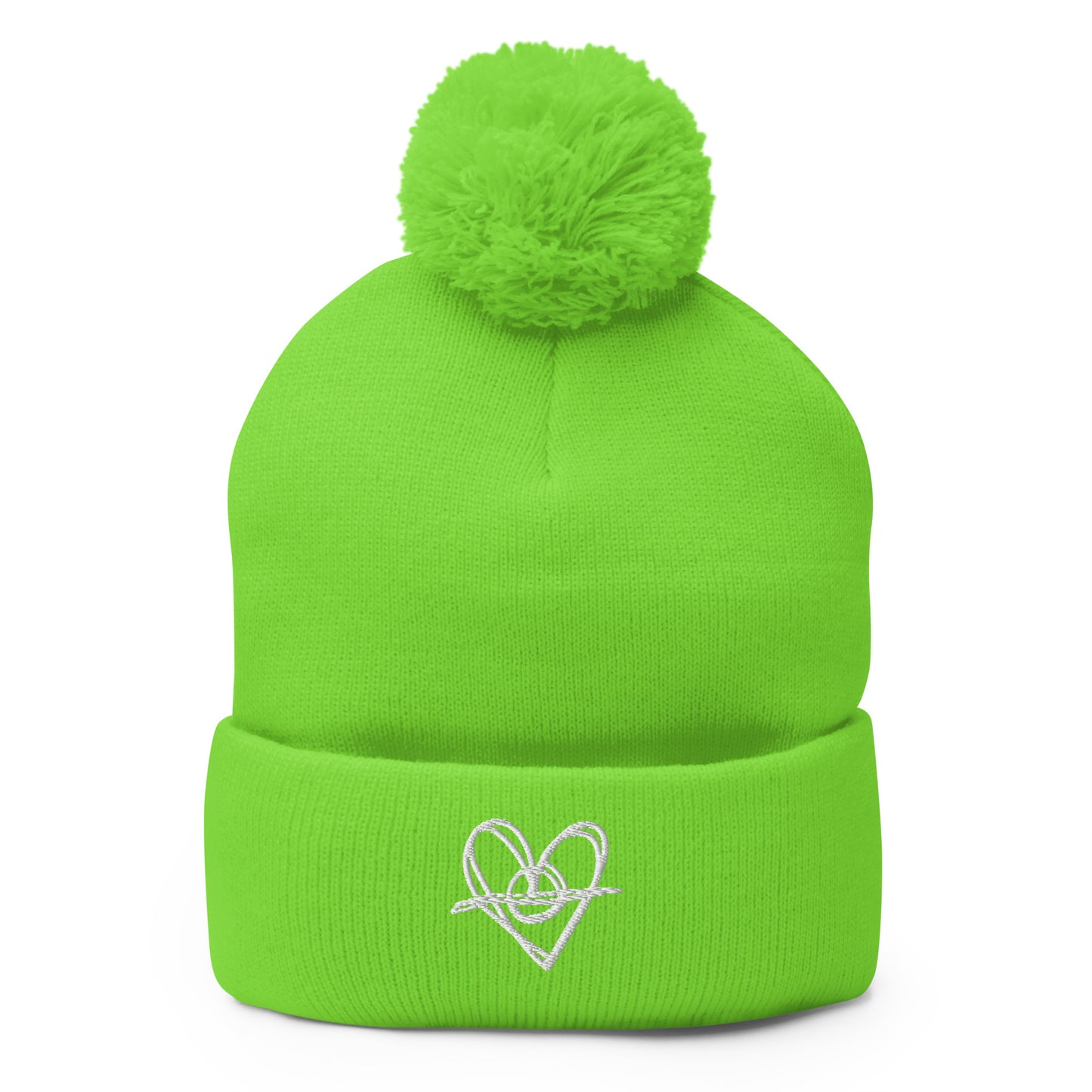 Pom-Pom Beanie (White Heart)