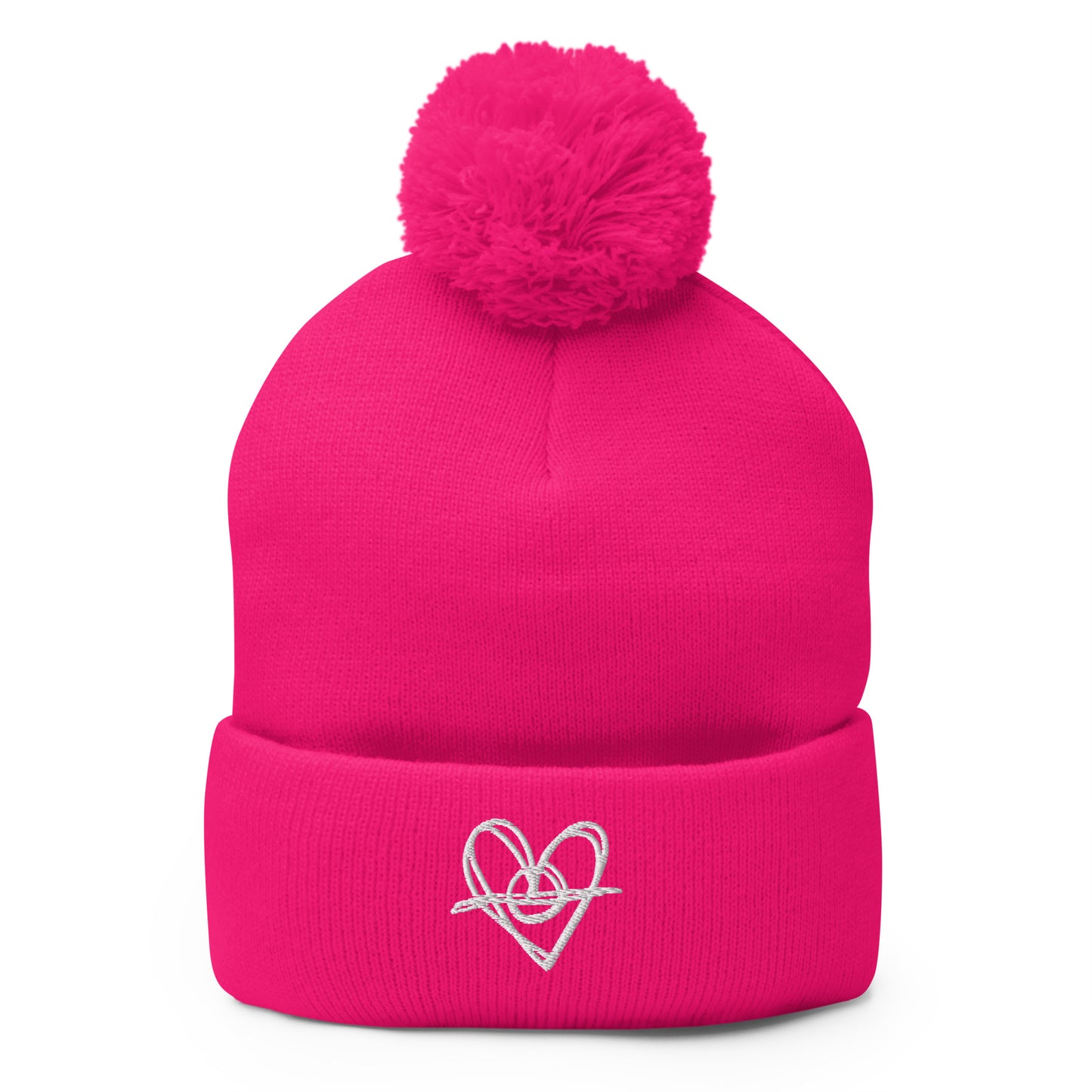 Pom-Pom Beanie (White Heart)