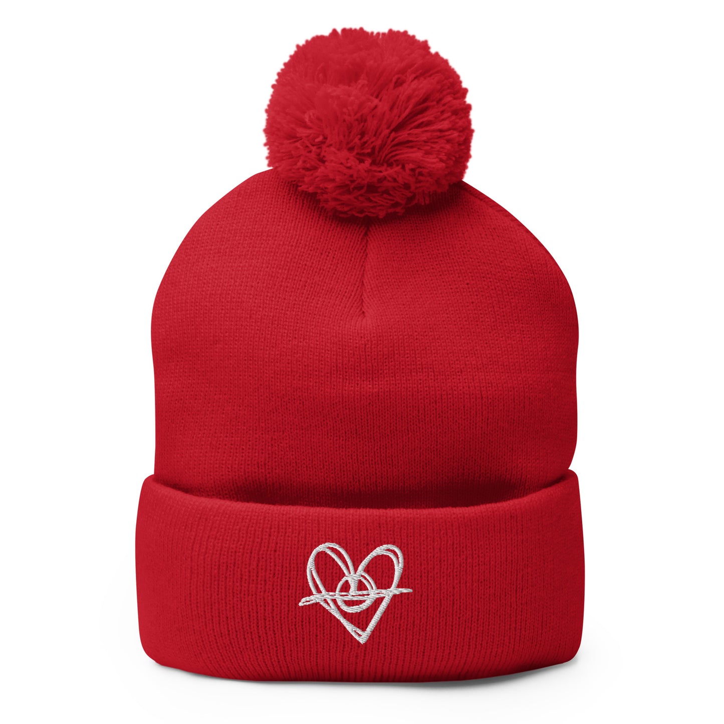 Pom-Pom Beanie (White Heart)