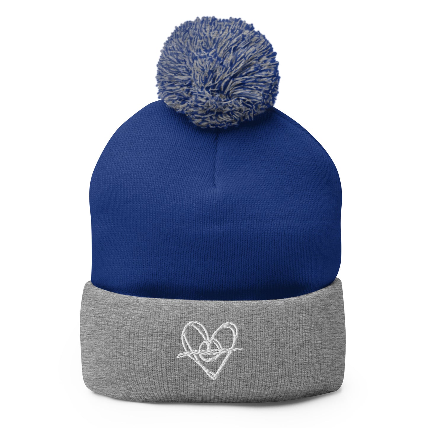 Pom-Pom Beanie (White Heart)