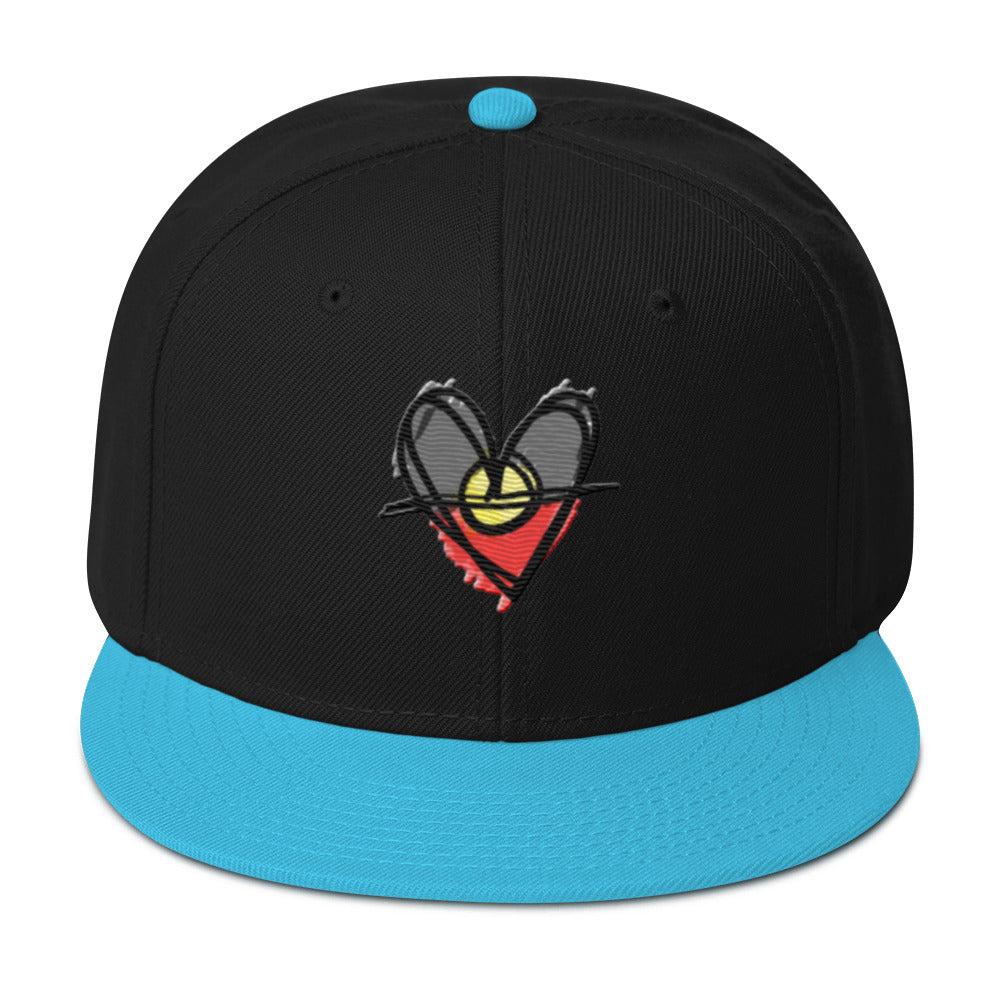 Snapback Hat (Aboriginal Flag Heart)