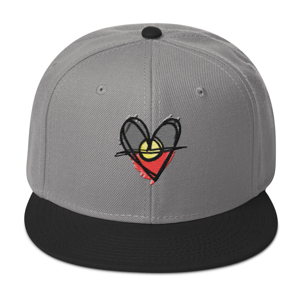 Snapback Hat (Aboriginal Flag Heart)