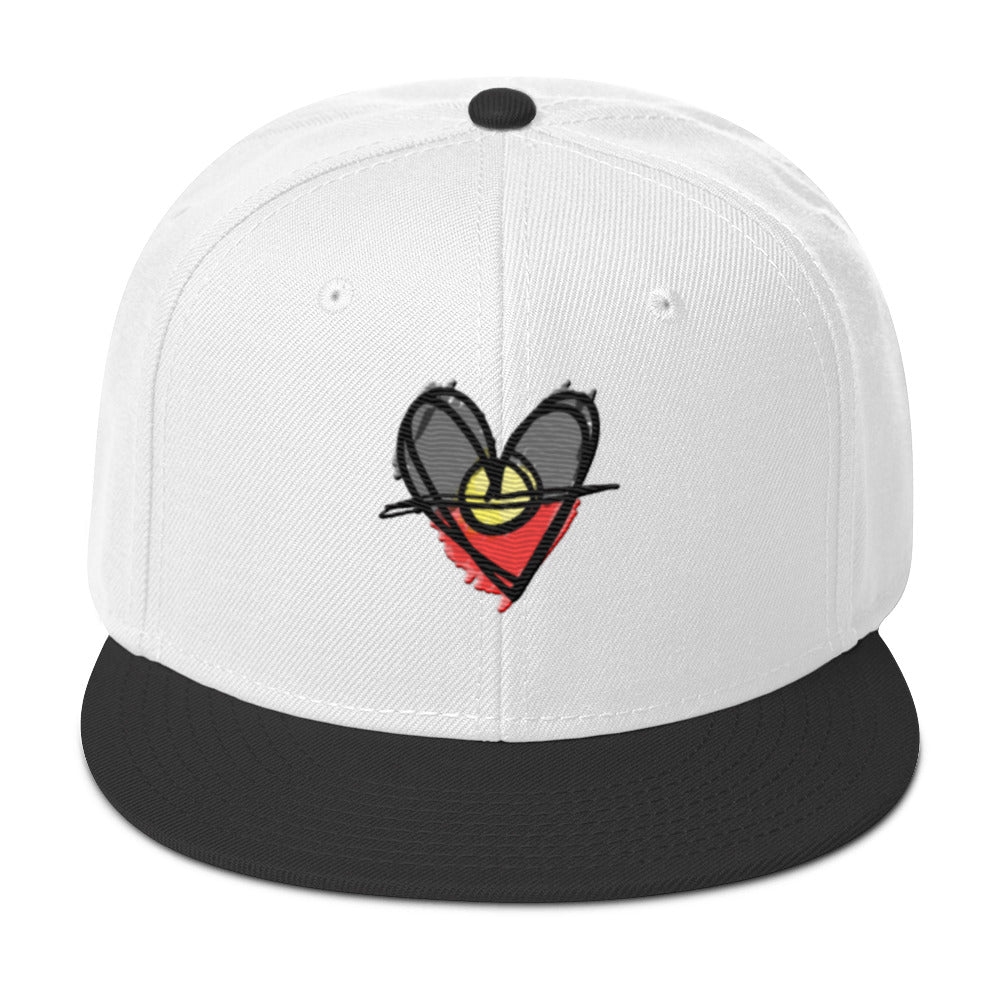 Snapback Hat (Aboriginal Flag Heart)