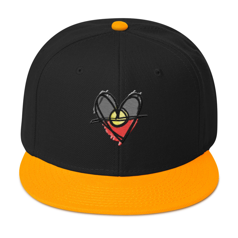 Snapback Hat (Aboriginal Flag Heart)