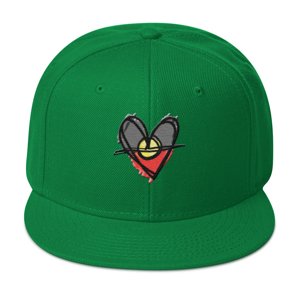 Snapback Hat (Aboriginal Flag Heart)