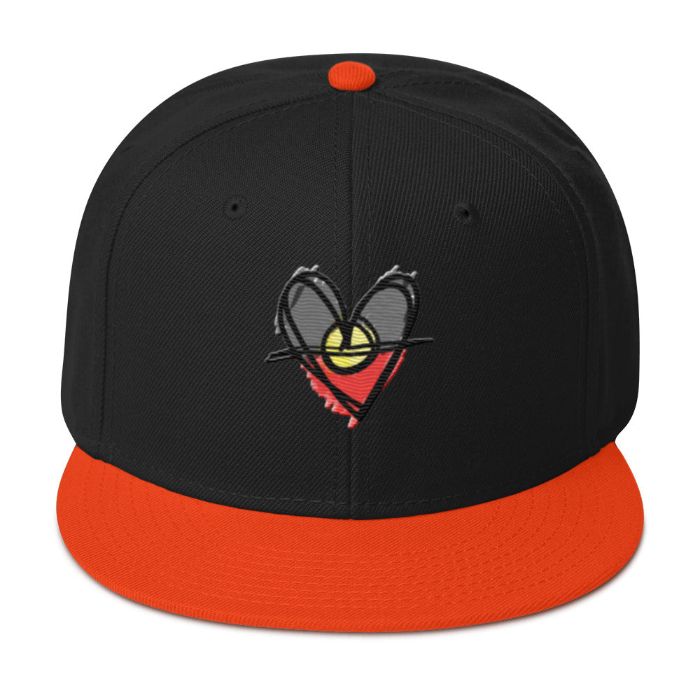 Snapback Hat (Aboriginal Flag Heart)