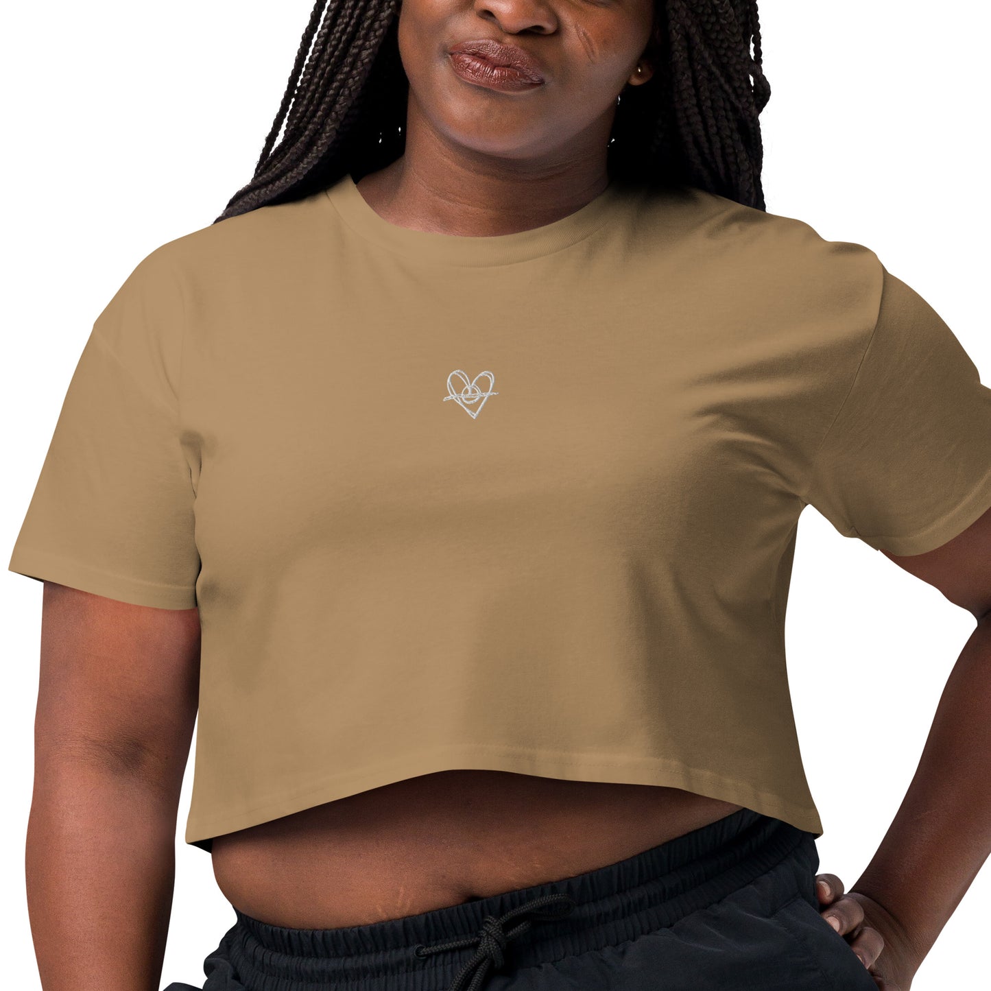 Women’s crop top (White Heart)(Mob Only)