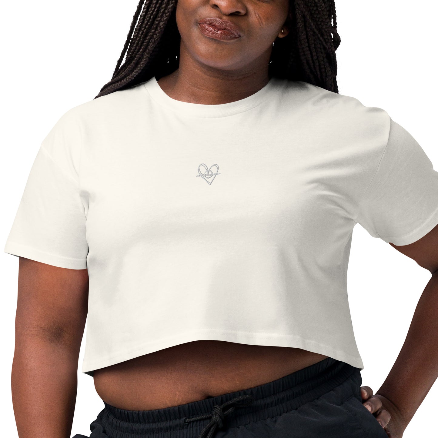 Women’s crop top (White Heart)(Mob Only)