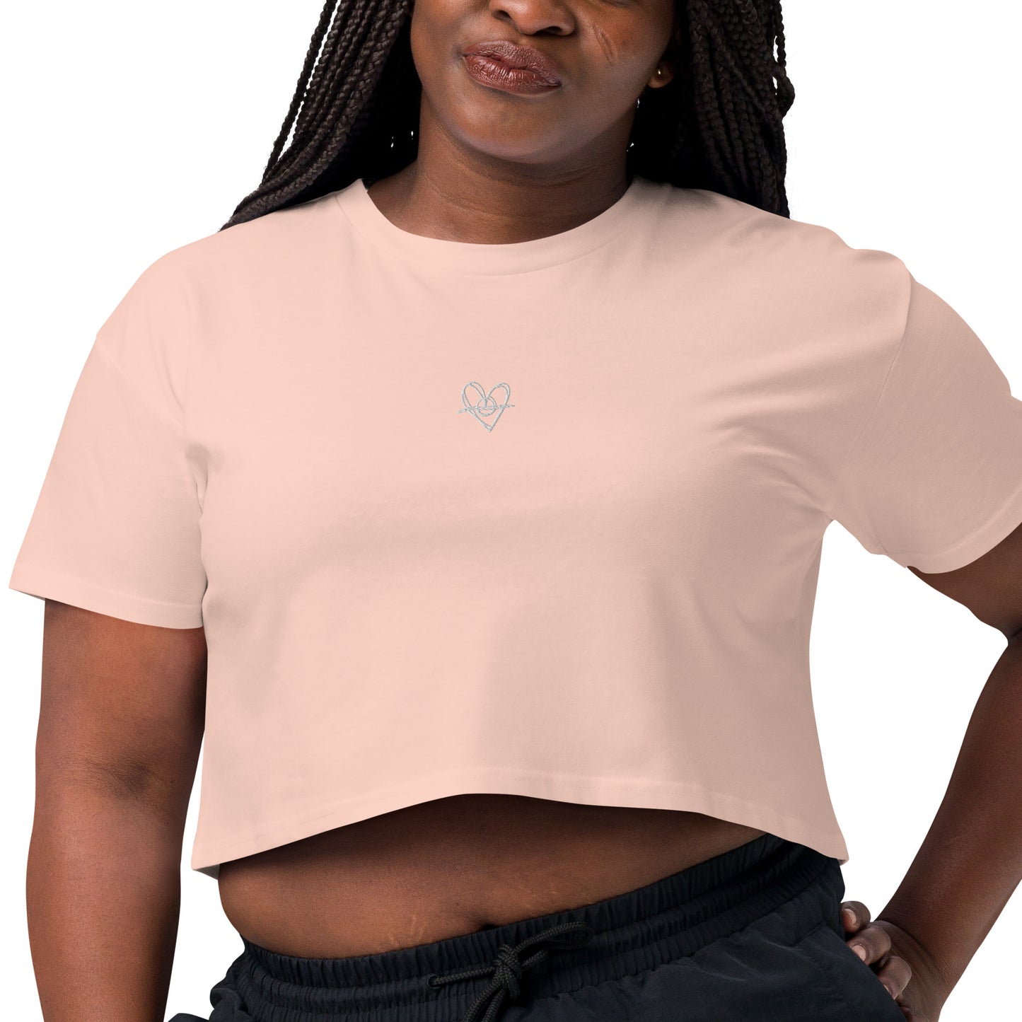 Women’s crop top (White Heart)(Mob Only)