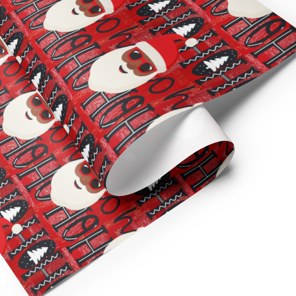 Christmas Wrapping Paper - Cool Blak Santa