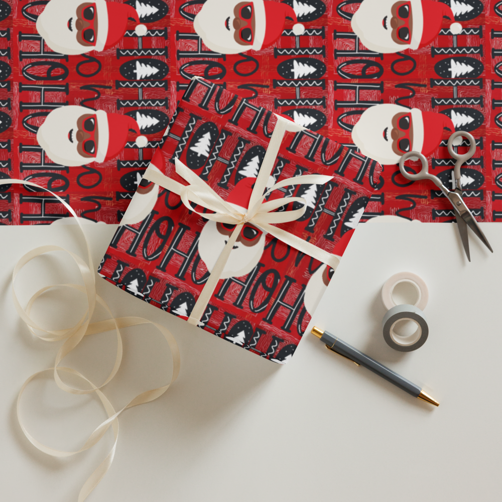 Christmas Wrapping Paper - Cool Blak Santa