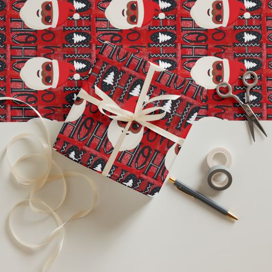 Wrapping Paper - Cool Blak Santa