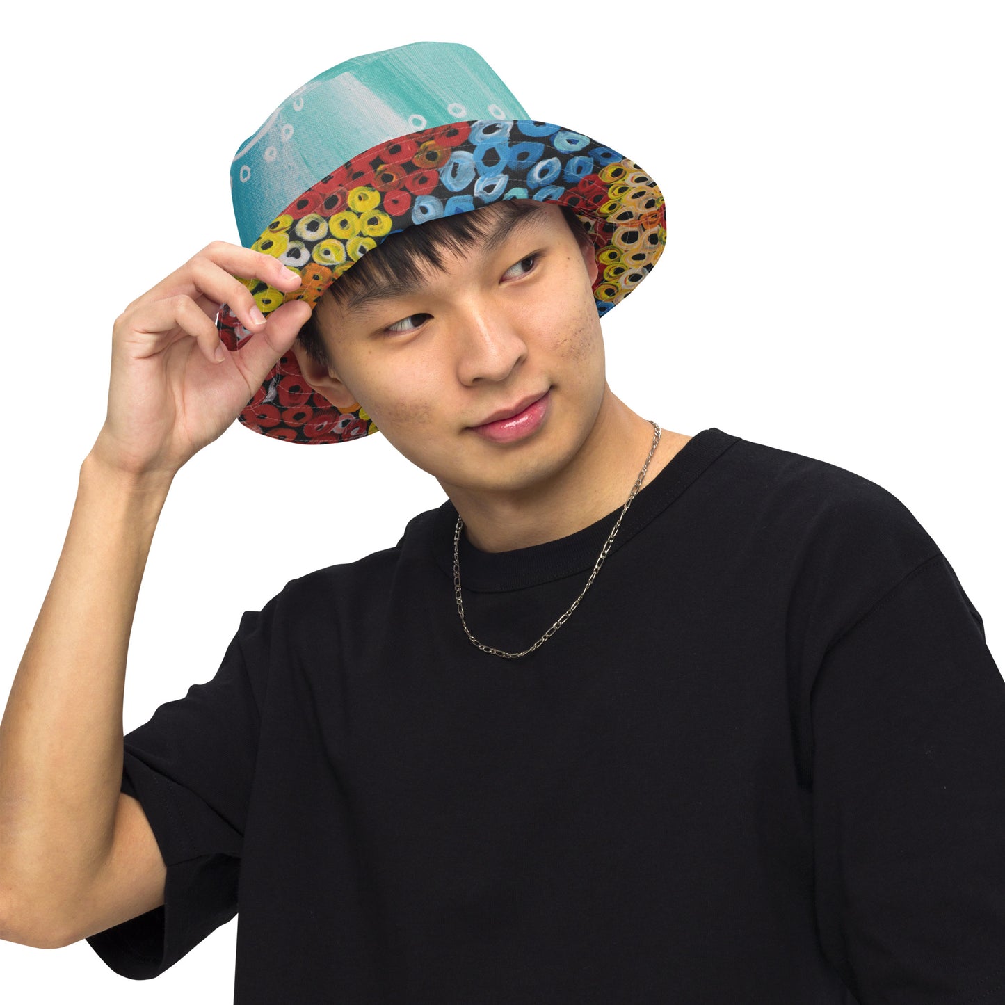 Reversible bucket hat (Ebb and Flow and Untitled)