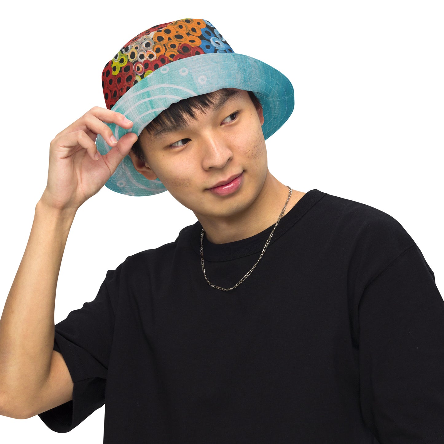 Reversible bucket hat (Ebb and Flow and Untitled)