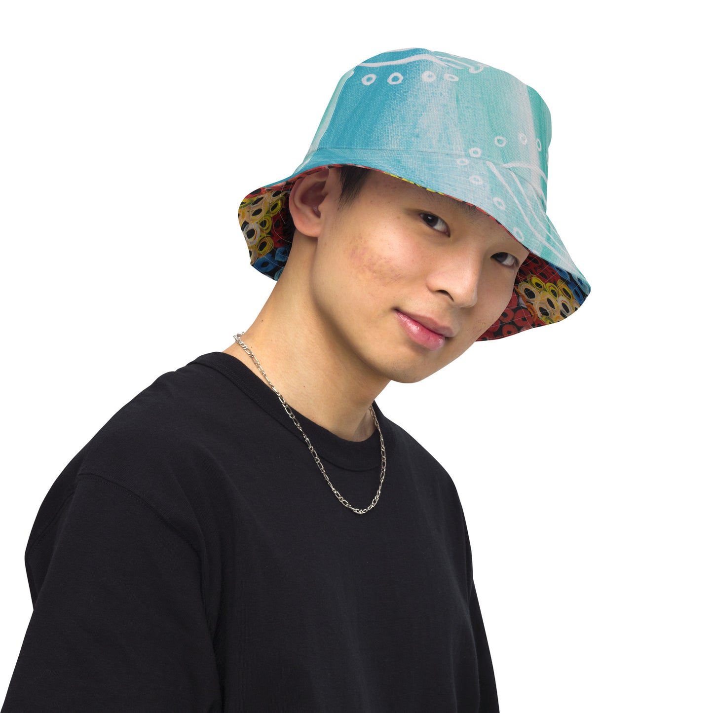 Reversible bucket hat (Ebb and Flow and Untitled)