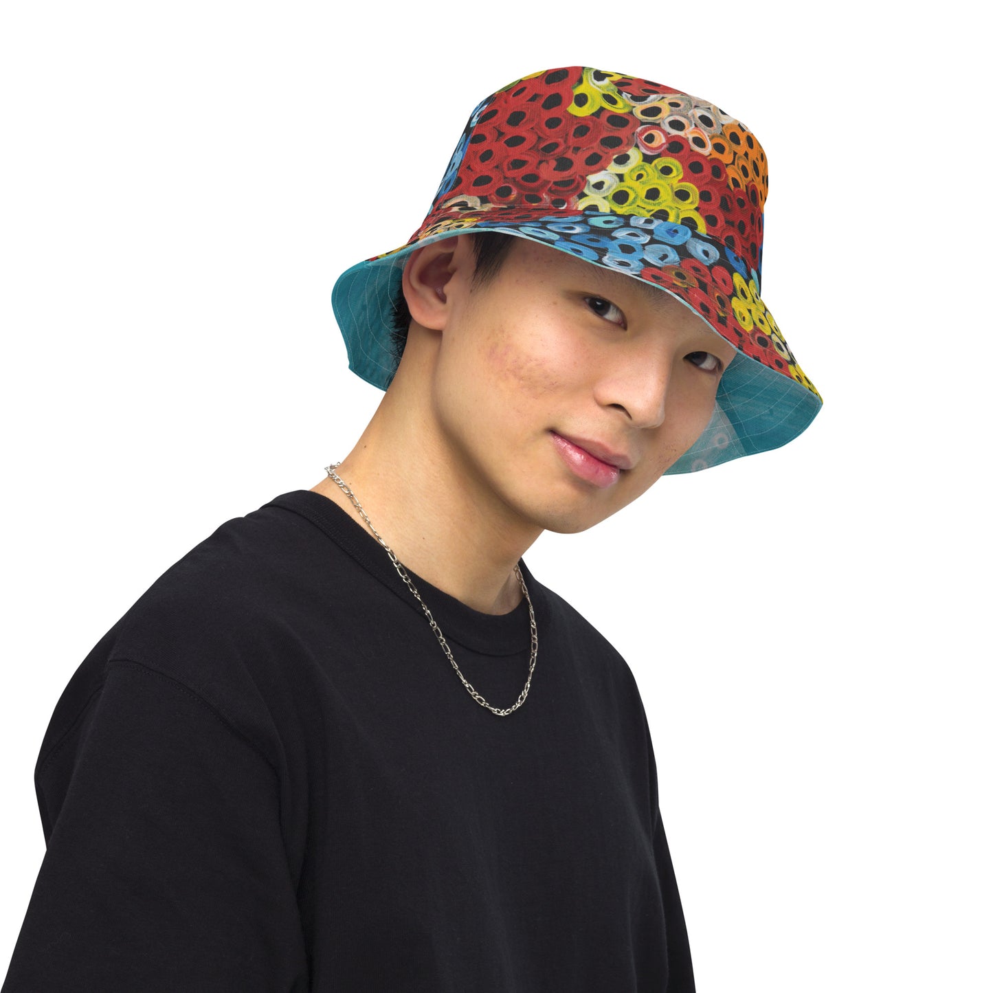 Reversible bucket hat (Ebb and Flow and Untitled)