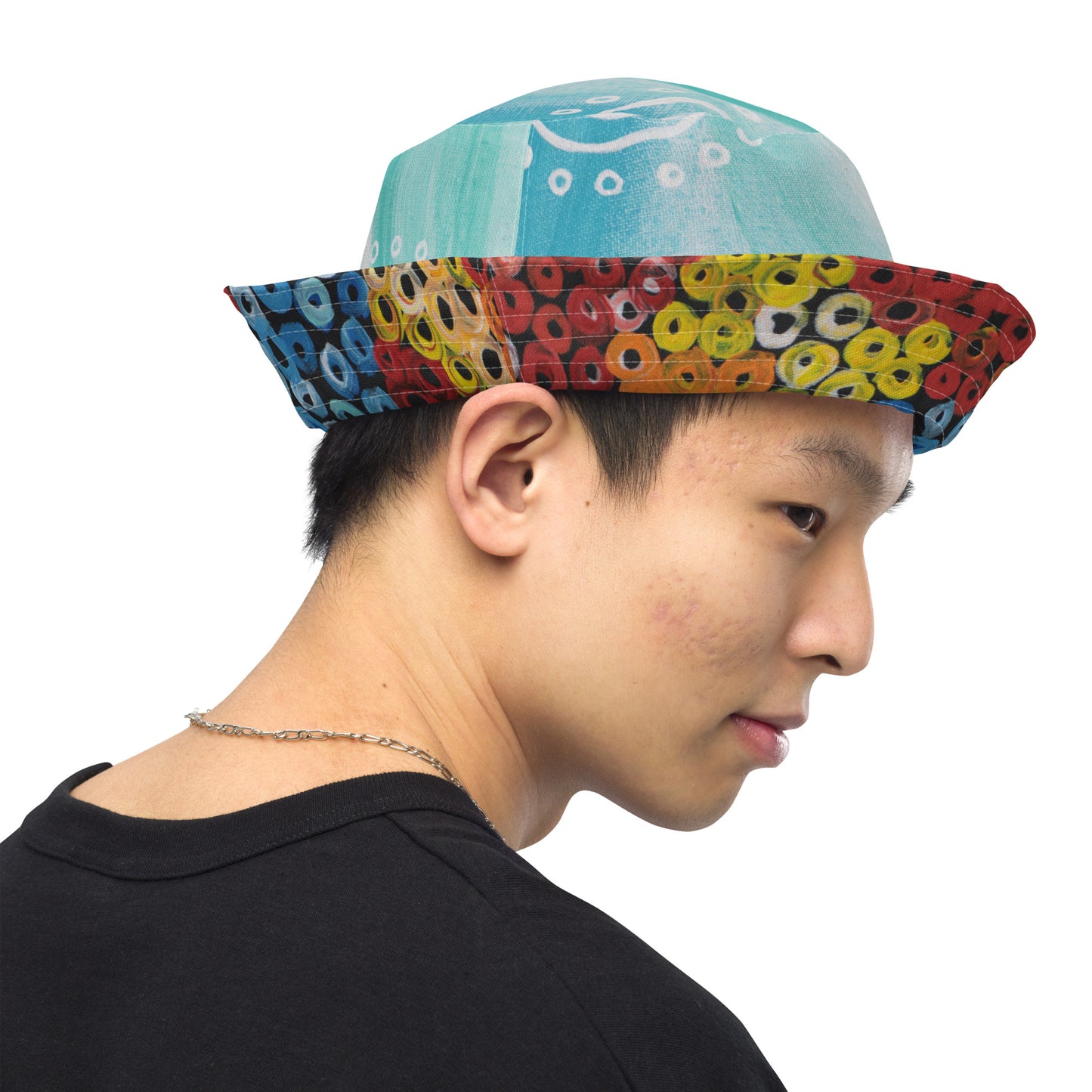 Reversible bucket hat (Ebb and Flow and Untitled)