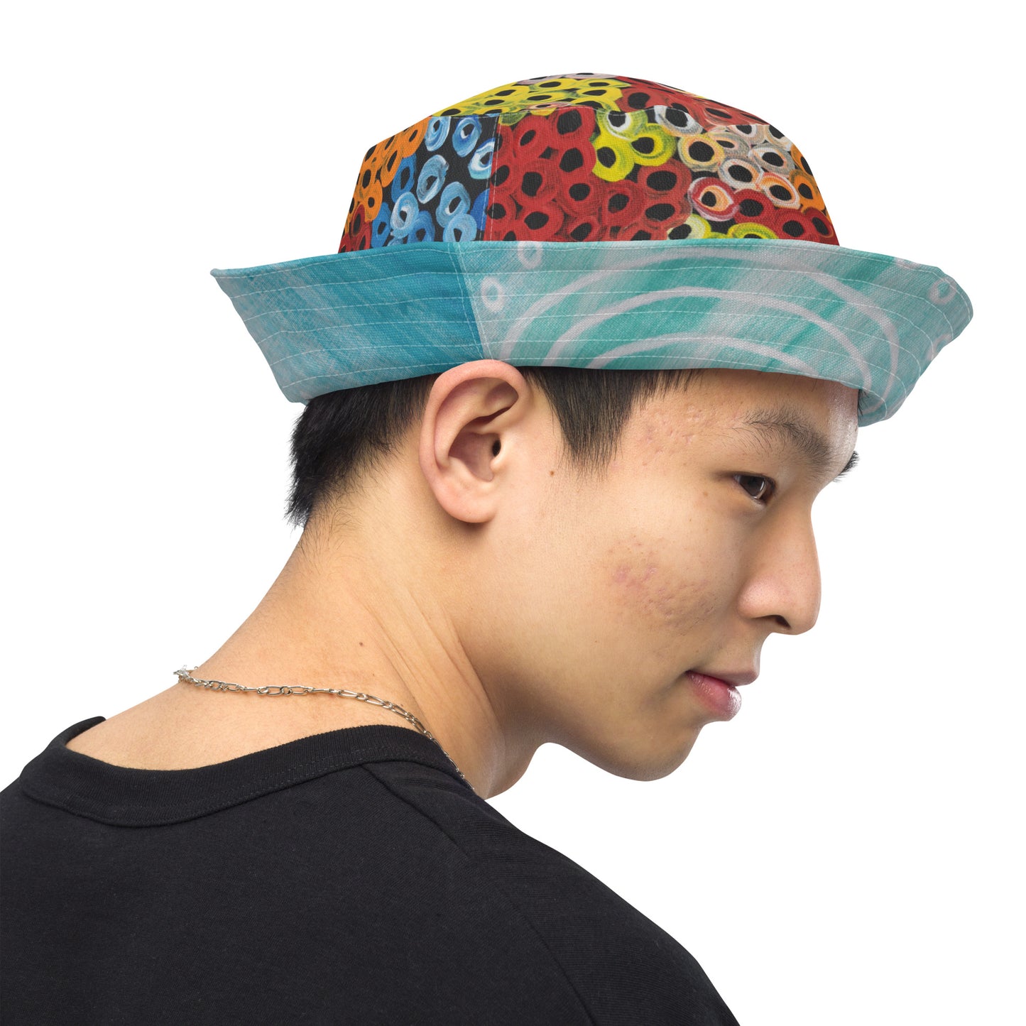 Reversible bucket hat (Ebb and Flow and Untitled)